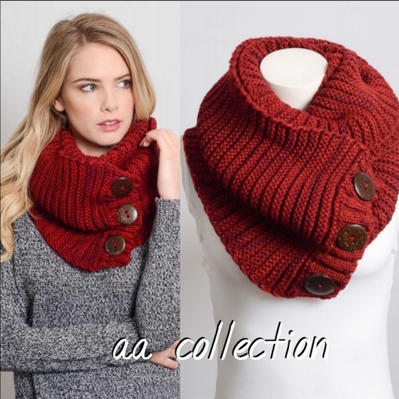 Chunky Knit Scarf shoulder neck Wrap button - Picture 3 of 8